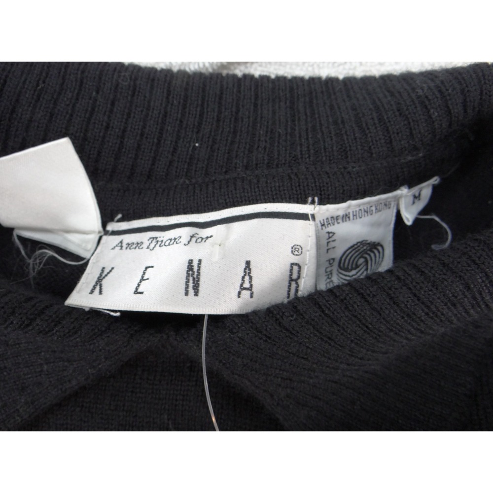 Ann Tjian for Kenar Vintage Black Lambswool Beaded Rhinestone Sweater Medium - Picture 7 of 9